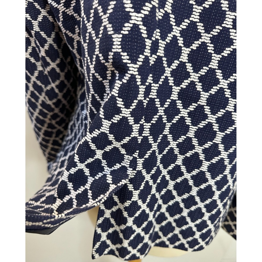 Talbots Diamond Lattice Cotton Blazer Jacket Plus Size 14W Navy White Office - Picture 12 of 13